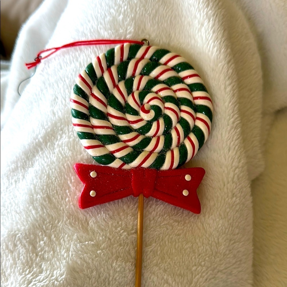 Vintage lollipop Holiday Christmas Ornament Large EUC